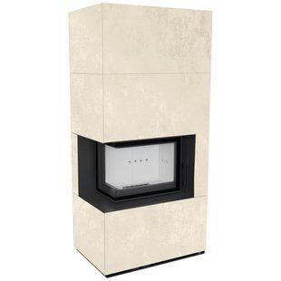 Камин Kratki FLOKI BOX левый 8 kW &Oslash; 160 в корпусе с керамогранита OXIDE BIANCO