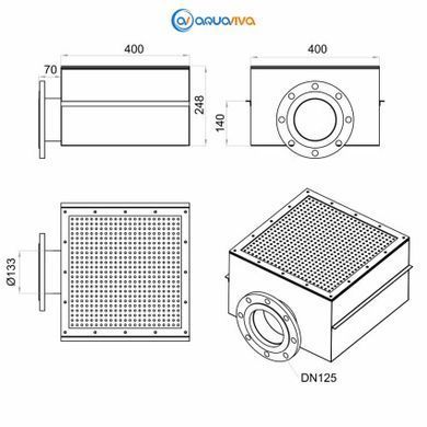 Слив донный Aquaviva 400х400х248 мм, под бетон
