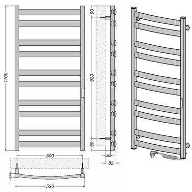 Рушникосушка чорна ERAFLYME Atlant 1100 R