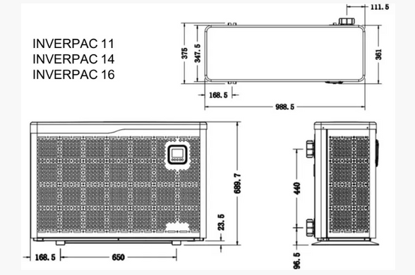Тепловой насос инвертор 16кВт (18-66 м3, WiFi), INVERPAC PX