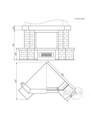 Каминная облицовка Браво Верона прямое материал Emperador Dark + плитка Travertine
