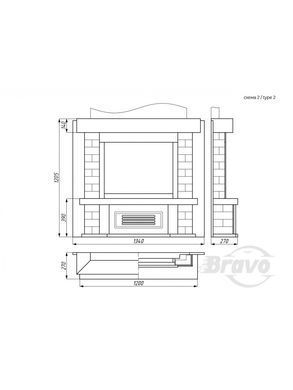 Каминная облицовка Браво Верона прямое материал Emperador Dark + плитка Travertine