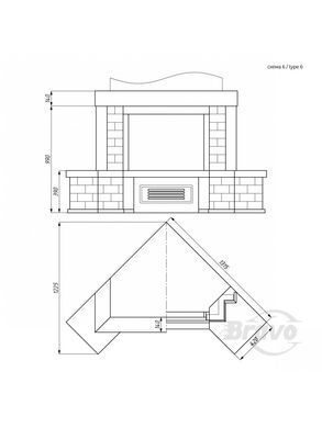 Каминная облицовка Браво Верона прямое материал Emperador Dark + плитка Travertine