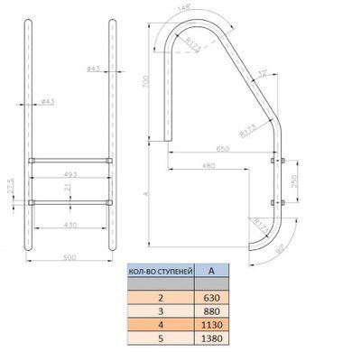 Лестница Kripsol Standard PI 4.D (4 ступ.)