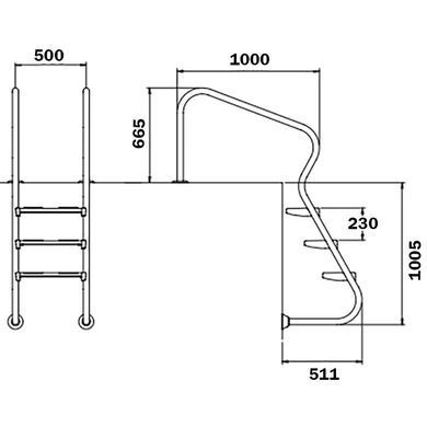 Сходи для басейну Flexinox Easy Access Electropolished (3 сходинки), AISI-316L