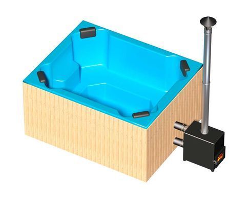 Spa купель на дровах Finspa "Этна", вагонка обычная, купель серая, 30 кВт