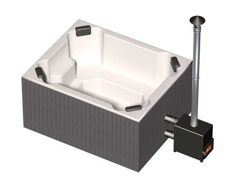Spa купель на дровах Finspa "Этна", вагонка обычная, купель серая, 30 кВт