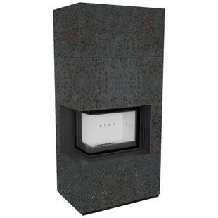 Камин Kratki FLOKI BOX левый 8 kW &Oslash; 160 в корпусе с керамогранита OXIDE NERO