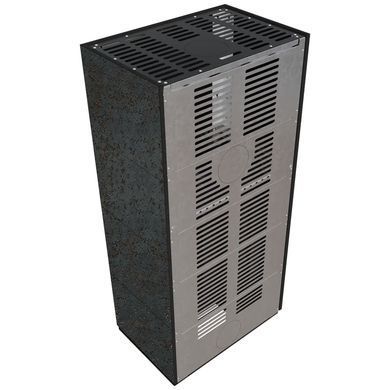 Камин Kratki FLOKI BOX левый 8 kW &Oslash; 160 в корпусе с керамогранита OXIDE NERO