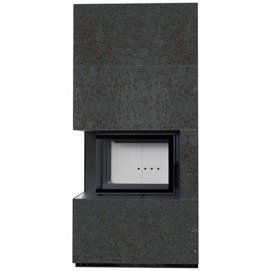Камин Kratki FLOKI BOX левый 8 kW &Oslash; 160 в корпусе с керамогранита OXIDE NERO