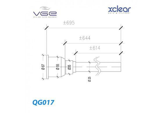Кварцова колба для УФ стерилізатора Quartz Glass VSC 695x25 до ламп 40Вт та 75Вт