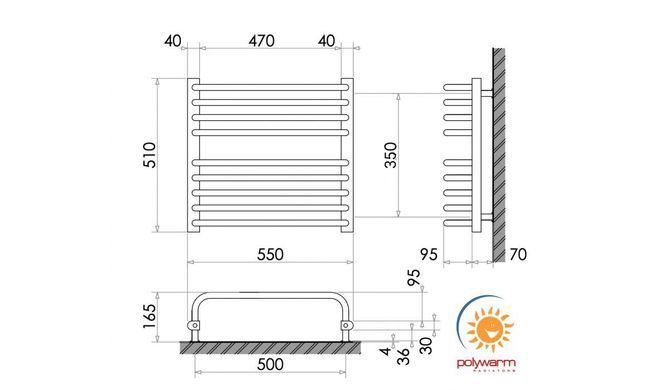 Радіатор опалення для ванної кімнати Polywarm WU9/55