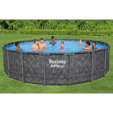 Каркасний басейн Bestway Grey 561KC (549х132 см) з піщаним фільтром, тентом та драбиною