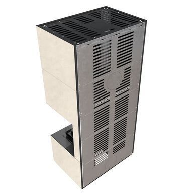 Камін Kratki FLOKI BOX правий 8 kW &Oslash; 160 в обудові з керамограніту FOKOS TALCO
