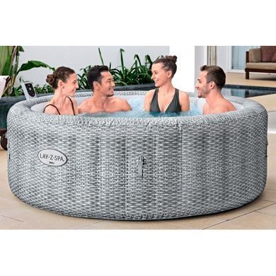Надувной джакузи Bestway 6001N LAY-Z-SPA Bali AirJet с программным управлением, &Oslash; 196 x 71 см, 6 человек, ротанг (светло-серый)| , Bestway