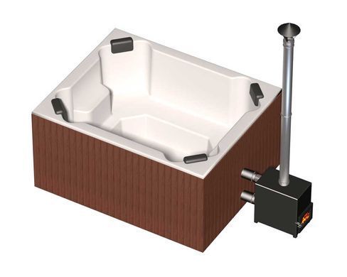 Spa купіль на дровах Finspa "Етна", термоясен, купіль сіра, 30 кВт