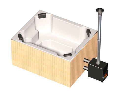 Spa купіль на дровах Finspa "Етна", термоясен, купіль сіра, 30 кВт