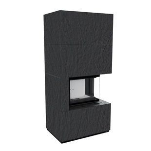 Камин Kratki FLOKI BOX правый 8 kW &Oslash; 160 в корпусе с керамогранита NATURALI ARDESIA NERO A SPACCO