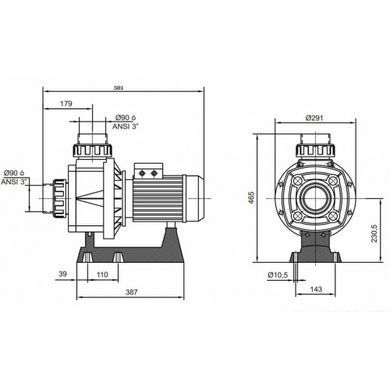 Kripsol KA550 78м3/год, 90 мм 4,71 кВт, 400В насос для басейну - водоспаду - фонтану - KA550T1B