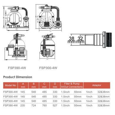 Фильтрационная установка Emaux FSP300-ST20 (3.5 м3/ч, D300)