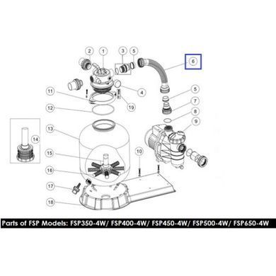 Шланг подключения с муфтами для ф/у Emaux FSP500-4-Way (89030601)