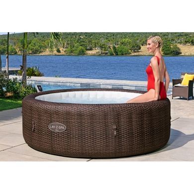 Надувной джакузи Bestway 6001P LAY-Z-SPA Bali AirJet с приложением управления, на 7 человек, &Oslash; 216 x 71 см, ротанг (шоколадно-коричневый) | , Bestway