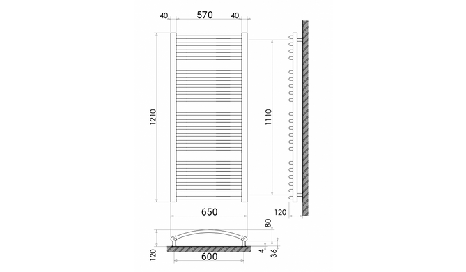 Радіатор опалення для ванної кімнати Polywarm WU21/65