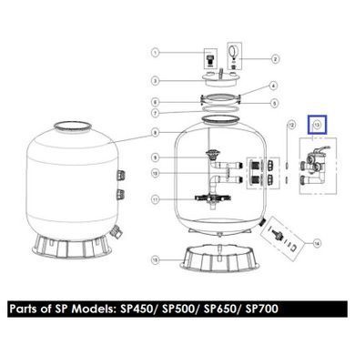 Кран шестиходовий Emaux MPV03 (1,5") бічний (88280811B) чорний