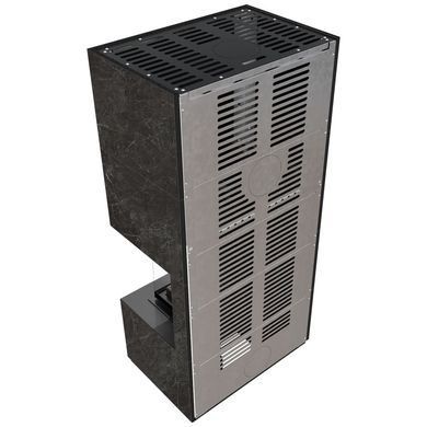 Камін Kratki FLOKI BOX правий 8 kW &Oslash; 160 в обудові з керамограніту NATURALI NERO GRECO