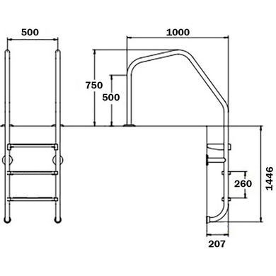 Лестница для бассейна Flexinox Overflow Special (5 ступеней), AISI-316L
