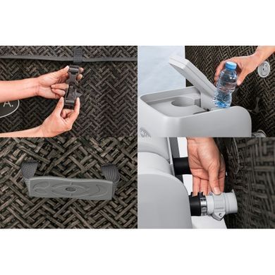 Надувний джакузі Bestway 6001R LAY-Z-SPA&reg; Cabo HydroJet&trade; з програмним керуванням, на 6 осіб, 180 x 180 x 71 см, перехресне плетіння (дуб сірий)| , Bestway