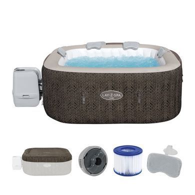 Надувний джакузі Bestway 6001R LAY-Z-SPA&reg; Cabo HydroJet&trade; з програмним керуванням, на 6 осіб, 180 x 180 x 71 см, перехресне плетіння (дуб сірий)| , Bestway